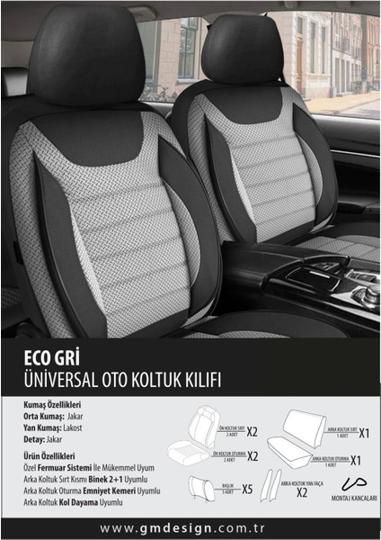 Proton Koltuk Kılıfı Eco Gri