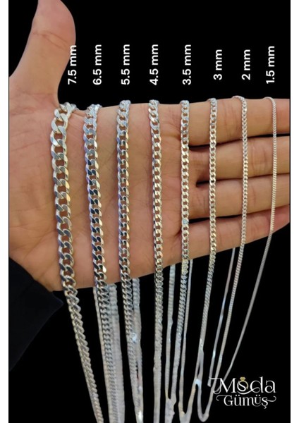 6.5 mm Gurmet 925 Ayar Gümüş Kolye, Erkek Kolye Zincir