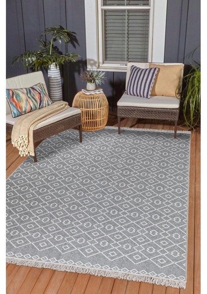 Arya Vl Çift Taraflı,katlanabilir,yıkanabilir, Pamuk Salon,oturma Odası,balkon Kilim Kremgri3 80 x 400 cm