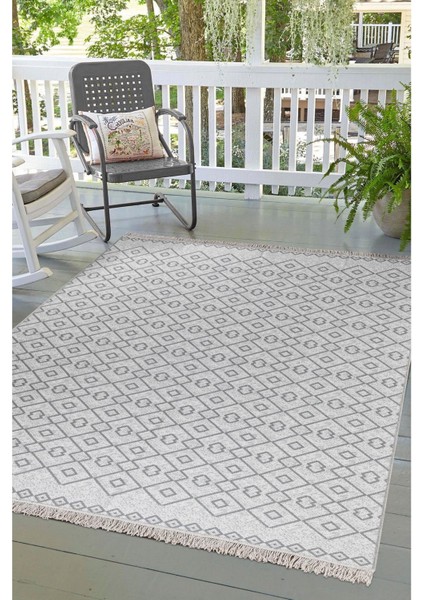 Arya Vl Çift Taraflı,katlanabilir,yıkanabilir, Pamuk Salon,oturma Odası,balkon Kilim Kremgri3 80 x 400 cm