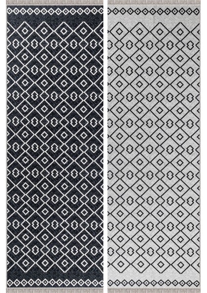 Arya Vl Çift Taraflı,katlanabilir,yıkanabilir, Pamuk Salon,oturma Odası,balkon Kilim Kremantrasit3 80 x 150 cm