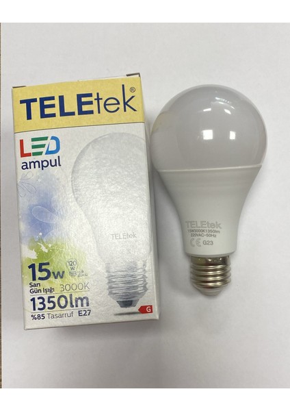 15W 3000K LED Normal E27 Gün Işığı (10 ADET)