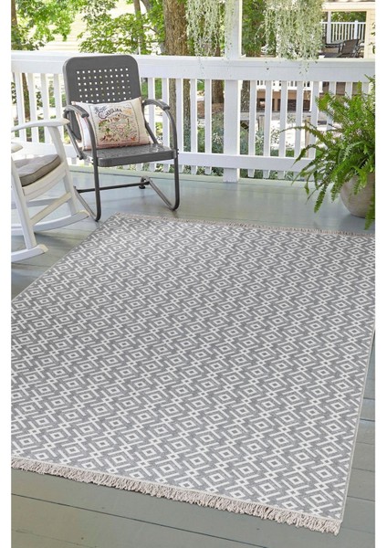 Arya Vl Çift Taraflı,katlanabilir,yıkanabilir, Pamuk Salon,oturma Odası,balkon Kilim Kremgri2 80 x 150 cm