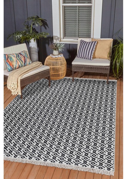 Arya Vl Çift Taraflı,katlanabilir,yıkanabilir, Pamuk Salon,oturma Odası,balkon Kilim Kremantrasit2 100 x 400 cm