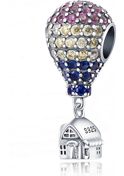 Işıltılı Renkli Taşlı Hava Balonu Sallantılı Charm