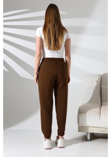 Şardonlu Penye Kompakt Paçası Lastikli Eşofman 21629 Kahve fırsatları