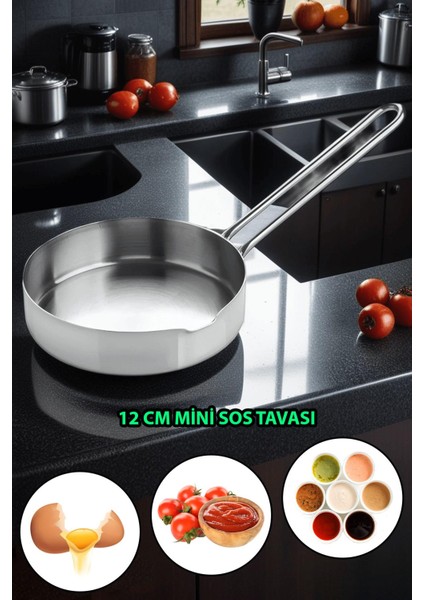 12 cm Yuvarlak Paslanmaz Çelik Mini Yumurta & Sos Tavası