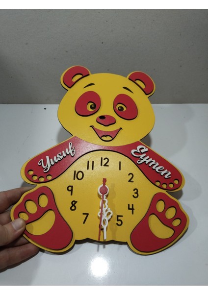 Çocuk Odası Sevimli Ayıcık Duvar Saati Renk ve Isim Secenekli -23