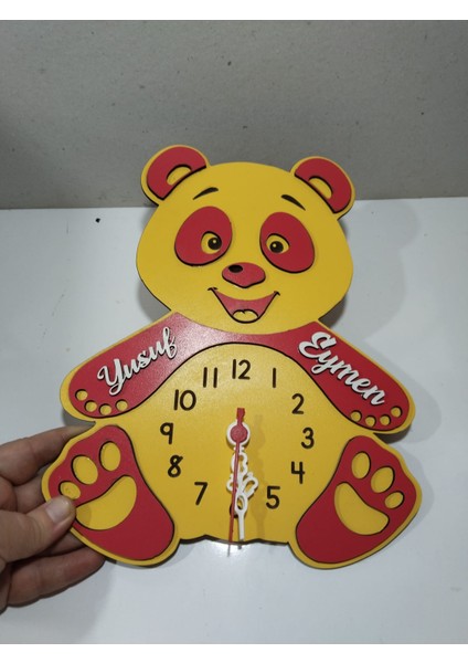 Çocuk Odası Sevimli Ayıcık Duvar Saati Renk ve Isim Secenekli -23 modelleri