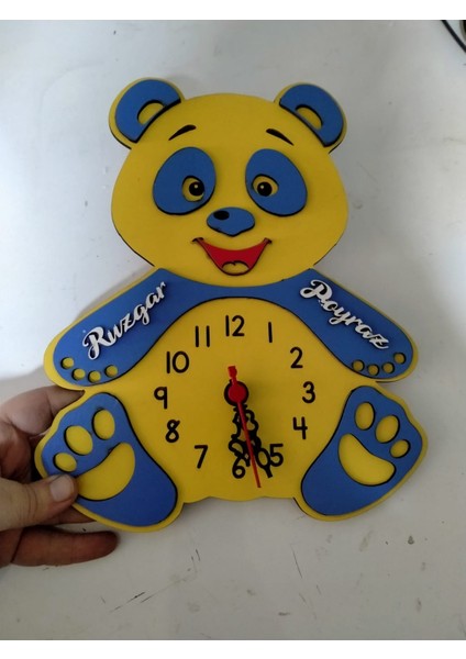 Çocuk Odası Sevimli Ayıcık Duvar Saati Renk ve Isim Secenekli -23 fırsatları