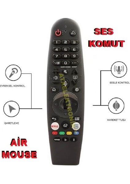 Ses Komutlu - Air Mouse ÖZELLİKLİ webos tv kumandası WEBOS özellikli LG Onvo AXEN SUNNY Hİ LEVEL NEXT AXEN AWOX SİMFER TÜM MARKALARA UYUMLU