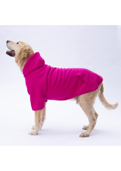 Pembe Fuşya Kanguru Cepli Orta Büyük Irk Köpek Hoodie- Sweatshirt Büyük Köpek Kıyafeti(18-40 kg Aralığı Orta Büyük Irklar )