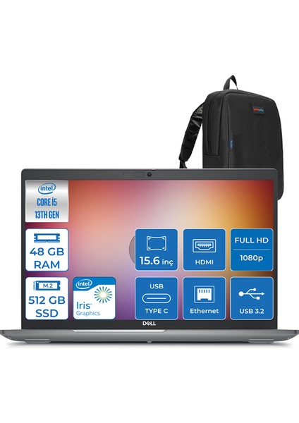 Latıtude 5540 Intel Core I5 1350P Vpro 48GB Ddr5 512GB SSD Windows 11 Pro 15.6" FHD Taşınabilir Bilgisayar DELL5540CTOWP12 + Zettaçanta