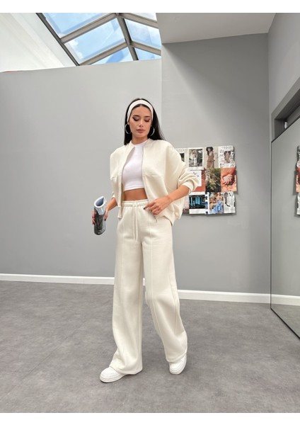 Çimalı Fermuar Detay Şardonlu Eşofman Takım