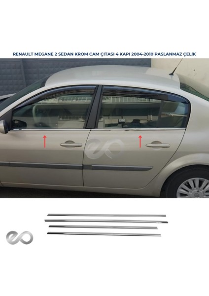 Renault Megane 2 Krom Cam Çıtası 2004-2010 Arası P. Çelik (sedan)