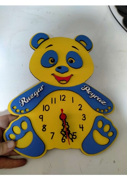 Çocuk Odası Sevimli Ayıcık Duvar Saati Renk ve Isim Secenekli -23 indirimleri