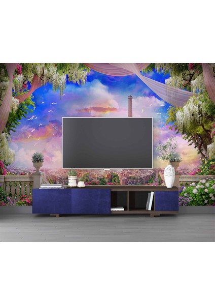 Romantik Pembe Eyfel Kulesi Manzaralı Duvar Kağıdı modelleri