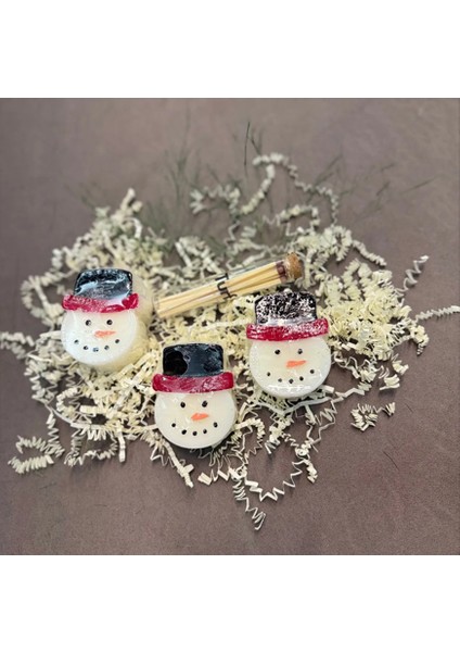 3’lü Kardanadam Mum Dekoratif, Yeniyıl, Yılbaşı, Christmas Temalı Mum