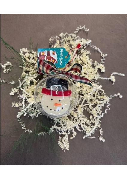 Kardan Adam Mum Şeffaf Küre Yılbaşı Ağaç Süsü, Yeniyıl, Christmas Tree