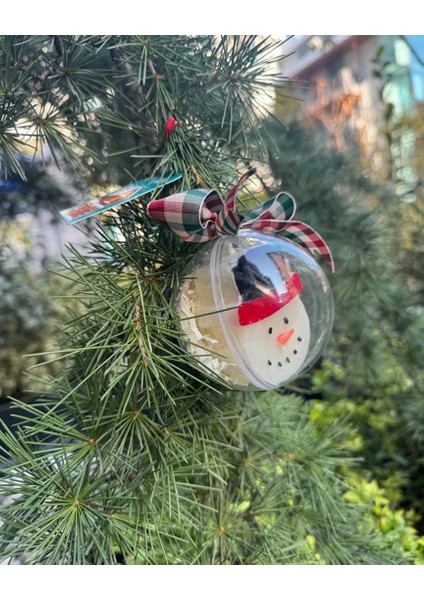 Kardan Adam Mum Şeffaf Küre Yılbaşı Ağaç Süsü, Yeniyıl, Christmas Tree