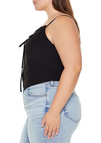 Plus Size Önden Düğmeli Üst