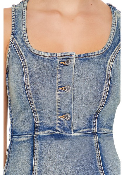 F21 Denim Mini Elbise