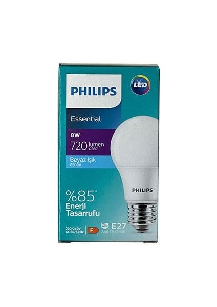 8W 720 Lümen E27 6500K Beyaz Işık %85 Enerji Tasaruflu