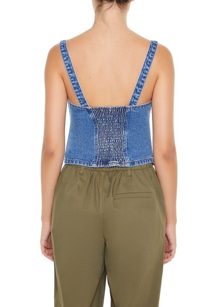 F21 Kalp Yaka Denim Büstiyer modelleri