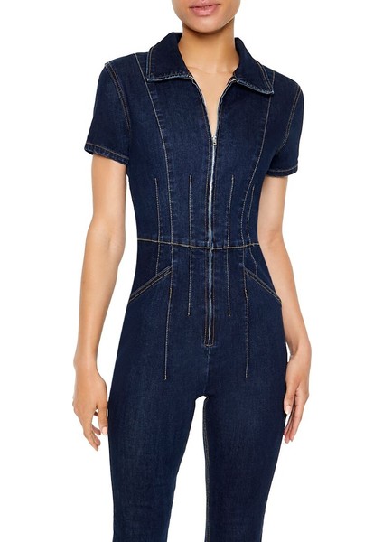 F21 Denim Kısa Kollu Tulum