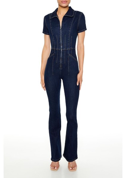 F21 Denim Kısa Kollu Tulum