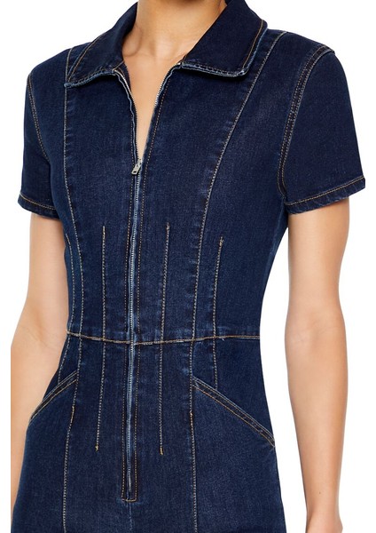 F21 Denim Kısa Kollu Tulum