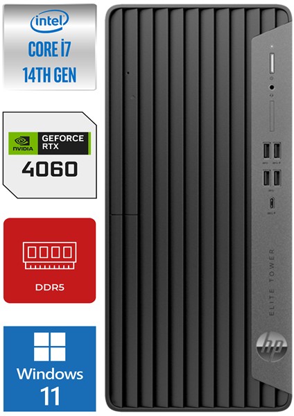 Elite Tower 800 G9 I7-14700 64GB Ddr5 1tb SSD 8GB/RTX4060 Windows 11 Pro Masaüstü Bilgisayar HP999Z5ET09