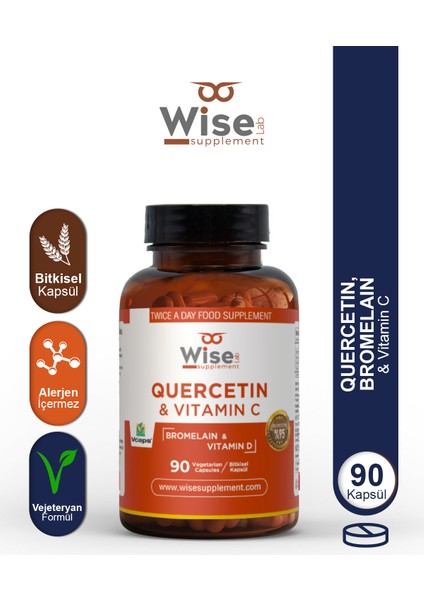 Quercetin & Bromelain Vitamin C Vitamin D 90 Bitkisel Kapsül