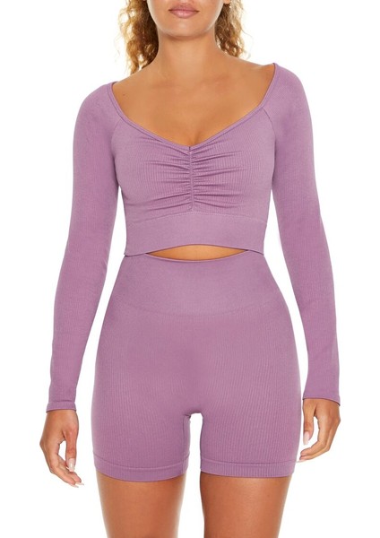 F21 Active Uzun Kollu Crop Tişört