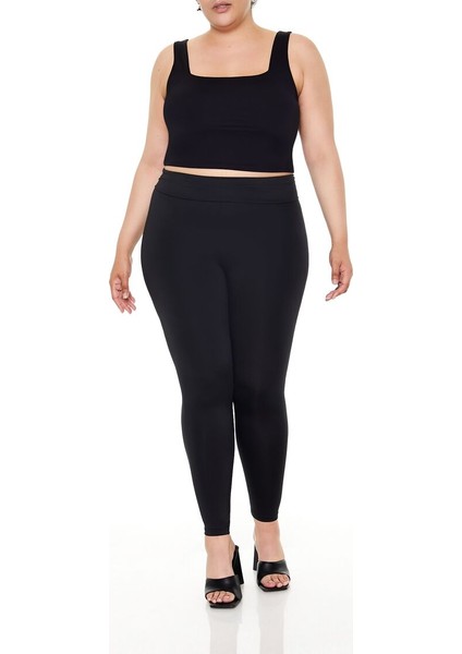 F21 Plus Size Katlanma Detaylı Tayt