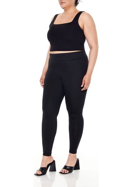F21 Plus Size Katlanma Detaylı Tayt