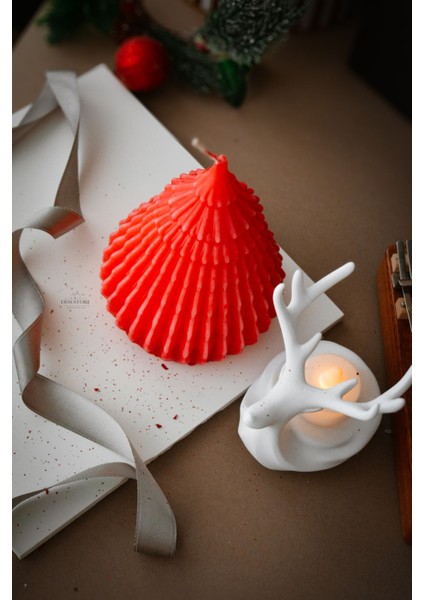 Yeni Yıl Büyük Boy Doğal Soya Wax Mum Çam Ağacı Kırmızı Geyik Tea Light Mum Hediyelik Dekoratif