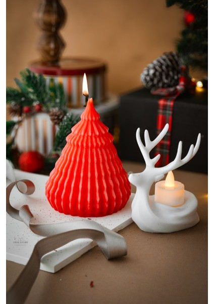 Yeni Yıl Büyük Boy Doğal Soya Wax Mum Çam Ağacı Kırmızı Geyik Tea Light Mum Hediyelik Dekoratif fiyatları