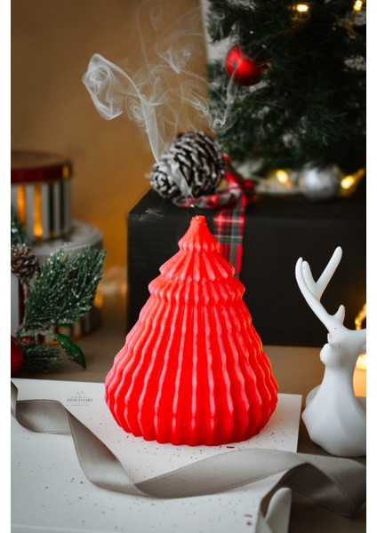 Yeni Yıl Büyük Boy Doğal Soya Wax Mum Çam Ağacı Kırmızı Geyik Tea Light Mum Hediyelik Dekoratif modelleri