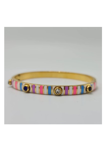 Gold Renkli Mineli Zirkon Taşlı Şık Kelepçe Bileklik fiyatları