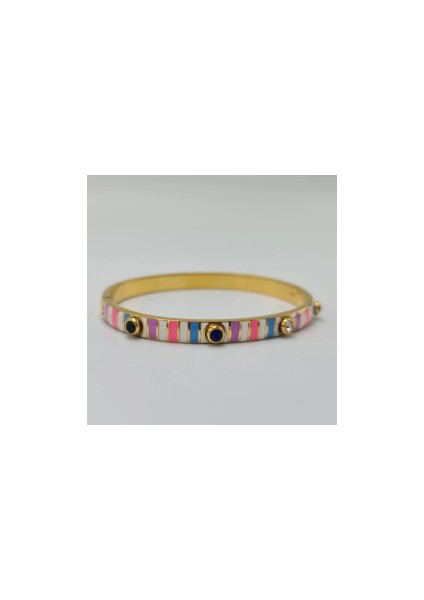 Gold Renkli Mineli Zirkon Taşlı Şık Kelepçe Bileklik modelleri