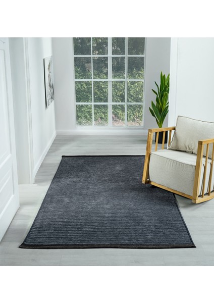 Aura Fitil Antrasit Grey- Pamuklu Yıkanabilir Kilim