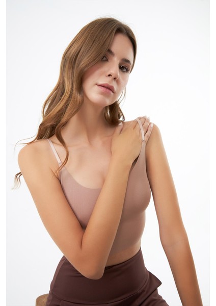 Ayarlanabilir Ince Askılı Lazer Kesim Crop Büstiyer 6'lı Paket modelleri