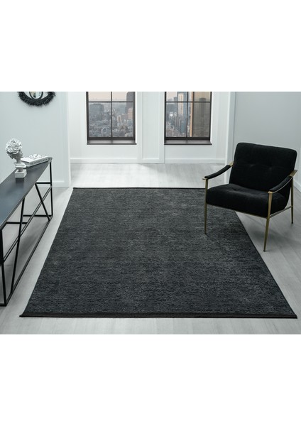 Aura Pixel Antrasit Grey- Pamuklu Yıkanabilir Kilim