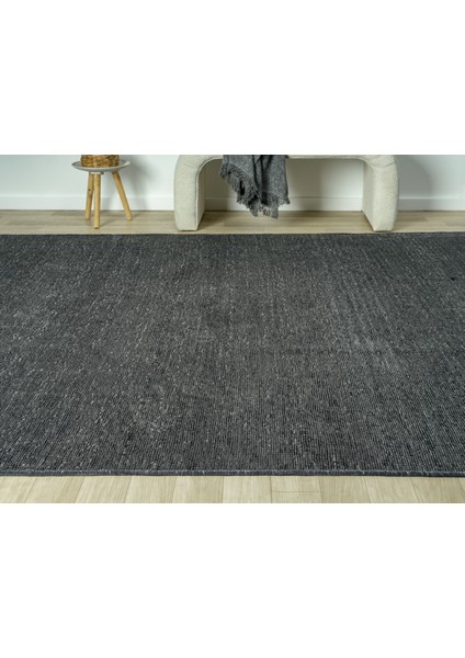 Aura Pixel Antrasit Grey- Pamuklu Yıkanabilir Kilim