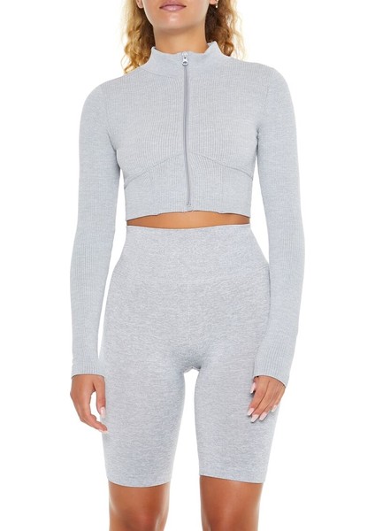 Spor Dikişsiz Crop Ceket