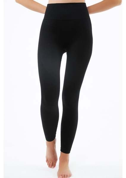 Siyah Yüksek Bel Toparlayıcı Seamless Kadın Spor Tayt modelleri