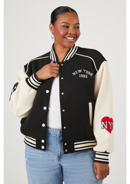 F21 Plus Size Varsity Bomber Ceket