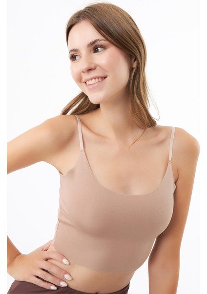 Ayarlanabilir Ince Askılı Lazer Kesim Crop Büstiyer 3'lü Paket-7 indirimleri