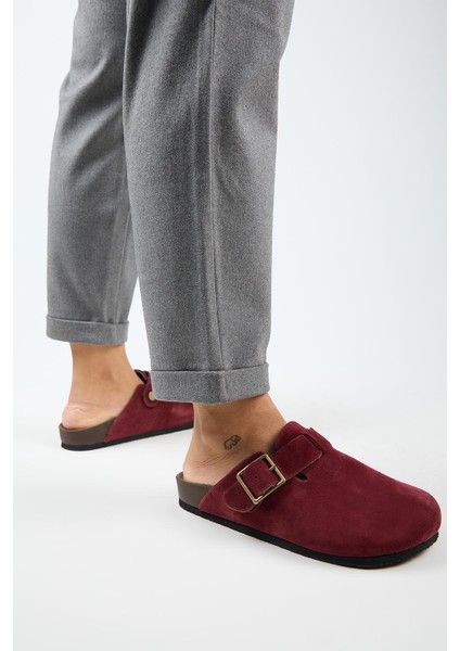 Zeta 2 Kadın Deri Kemerli Tokalı Sabo Bordo Terlik indirimleri